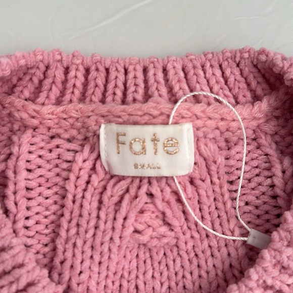 Fate pink chunky knit v-neck sweater - Picture 6 of 11